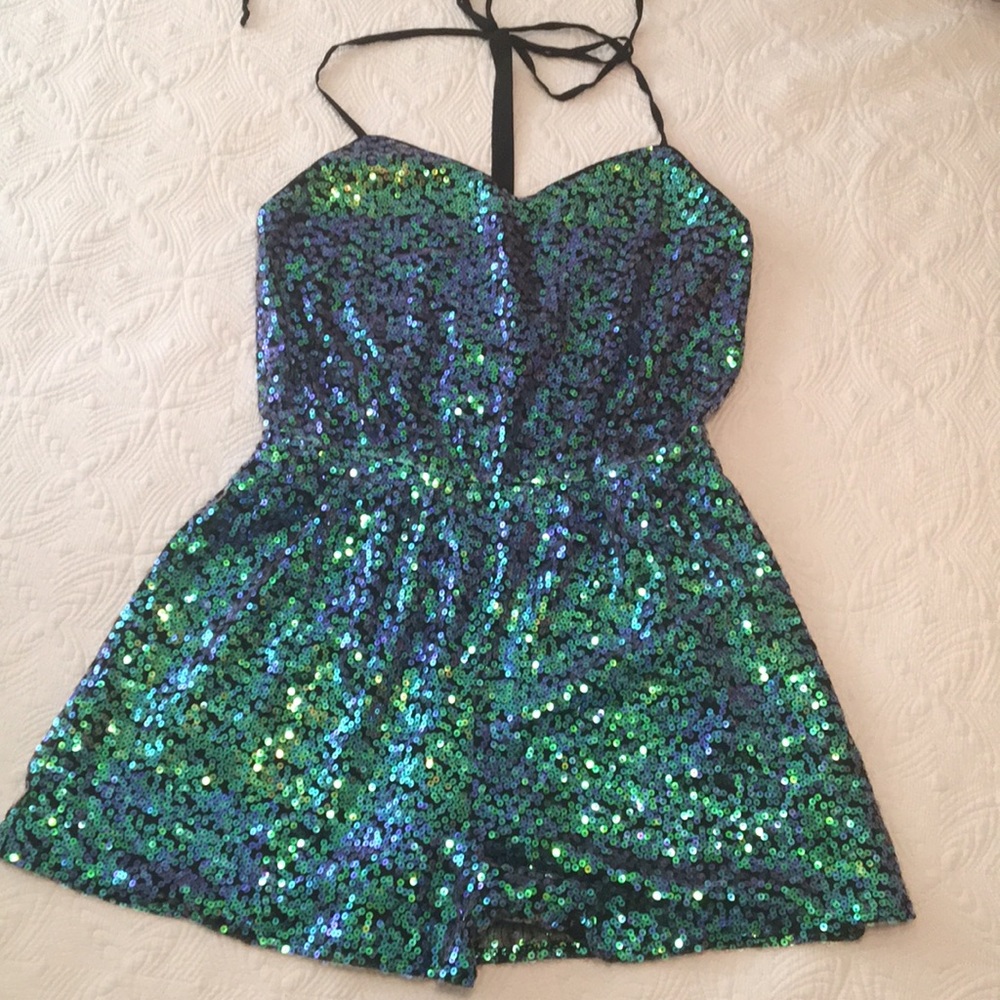 Sequin Halter Romper By Bcbgeneration Size Medium - image 1